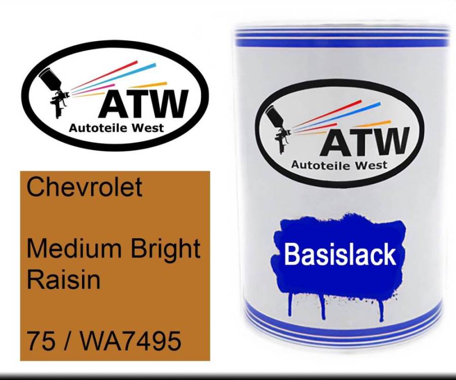 Chevrolet, Medium Bright Raisin, 75 / WA7495: 500ml Lackdose, von ATW Autoteile West.